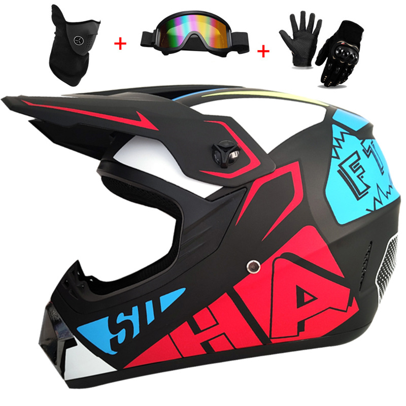 Mountain Biking Full Face Helmet - 3 Buah Helm Penuh Off-Road Anak-anak,
