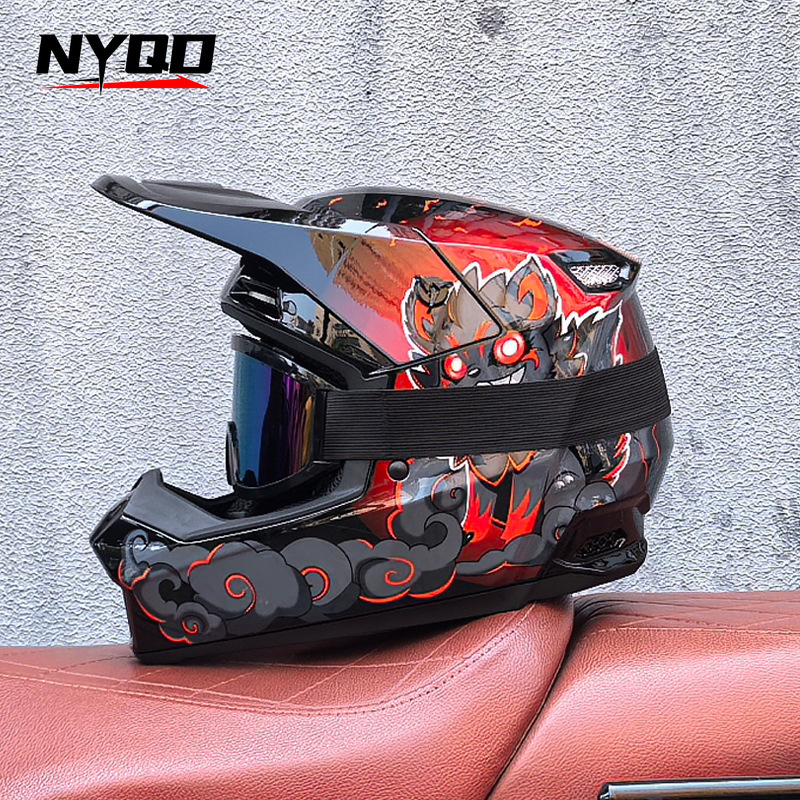 Mountain Biking Full Face Helmet - Helm Sepeda Gunung Orz Off-Road Tiga