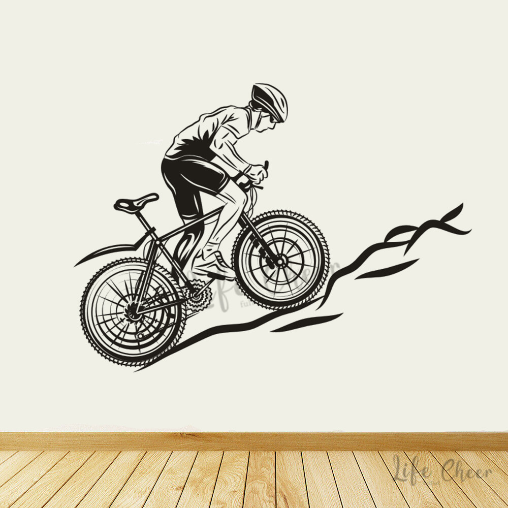 Mountain Biking Europe - Stiker Dinding Bersepeda Gunung Stiker Seni