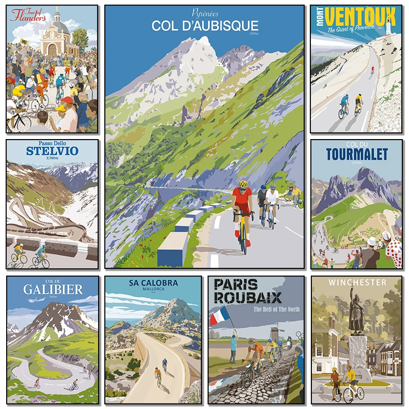 Poster Seni Tur Bersepeda Flan - Mountain Biking Europe ulasan dan harga